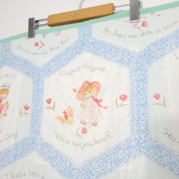 Vintage Nursery Rhyme Baby Quilt Blanket Double Sided Teddy Bears Embroidered - Picture 7 of 12